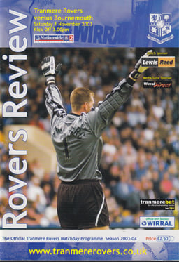 Tranmere Rovers v AFC Bournemouth Match Programme 2003-11-01